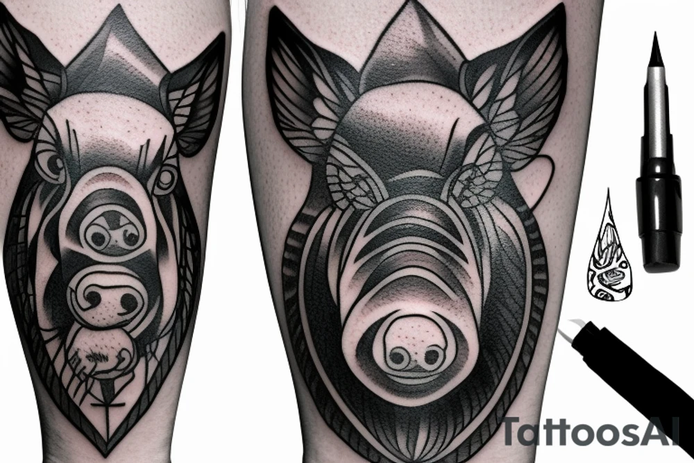 Boar wearing headlight tattoo idea