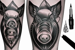 Boar wearing headlight tattoo idea