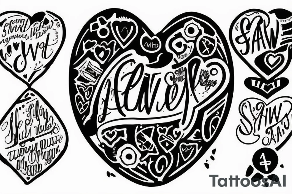Says Sawyer then theres a heart and then Atlas. All in cursive tattoo idea