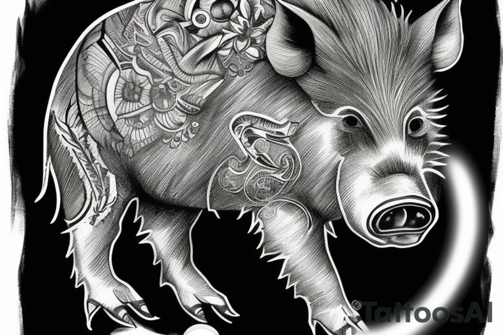 Boar with flashlight tattoo idea
