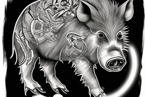 Boar with flashlight tattoo idea