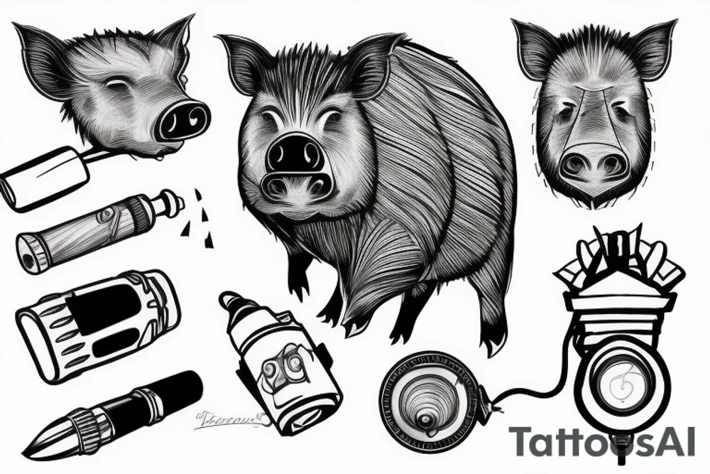 Boar with flashlight tattoo idea