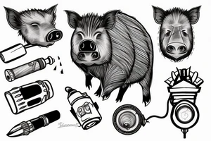 Boar with flashlight tattoo idea