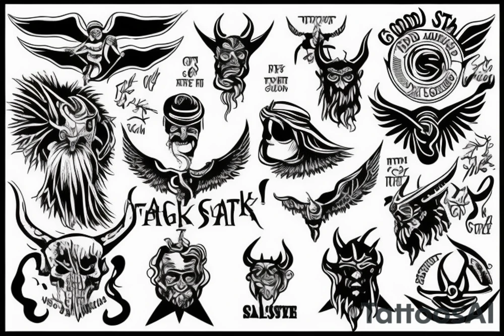 god and satan shakes hand. tattoo idea