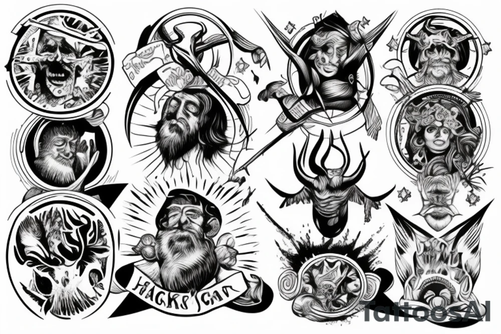 god and satan shakes hand. tattoo idea