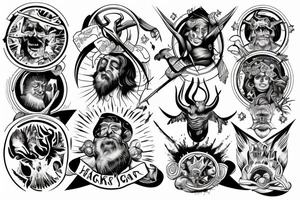 god and satan shakes hand. tattoo idea