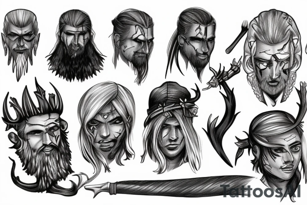 Witcher fighting with Leshy tattoo idea