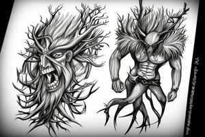 Witcher fighting with Leshy tattoo idea