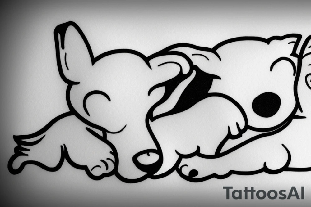 Little white dog laying on her back happy tattoo idea
