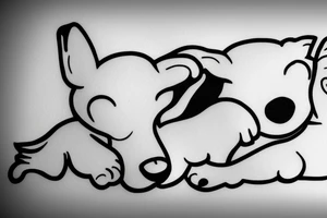 Little white dog laying on her back happy tattoo idea