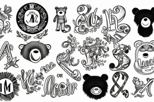 Initials M Y, bear, bug tattoo idea