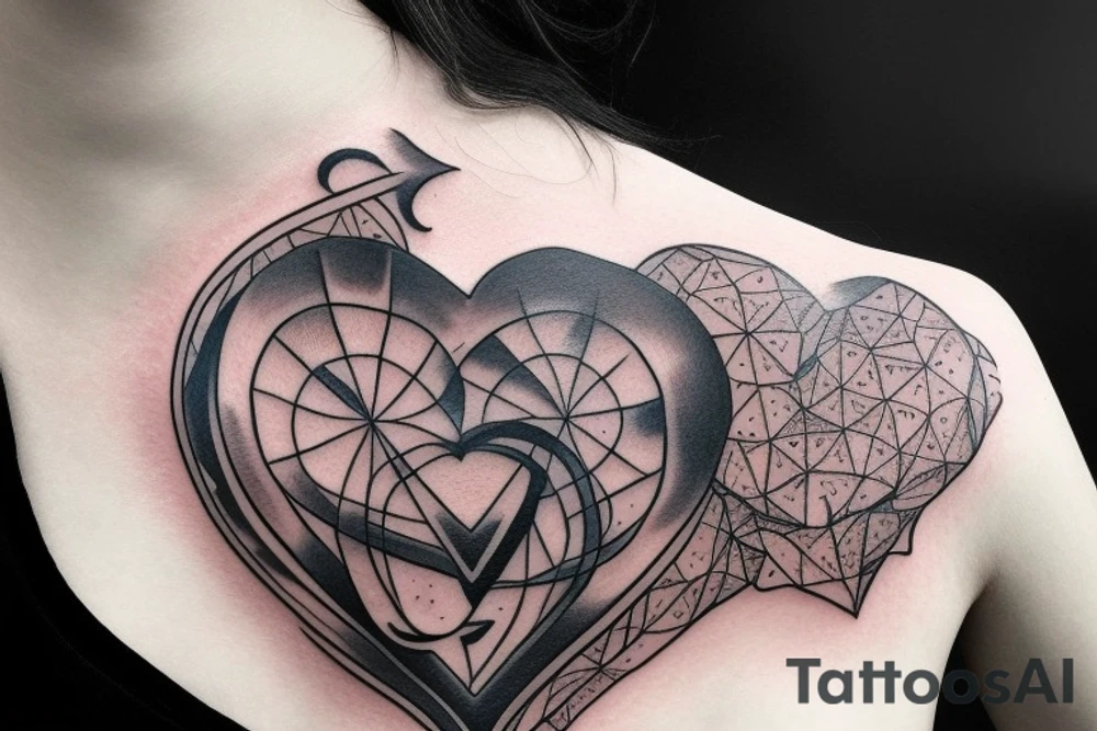 human heart in hourglass tattoo idea
