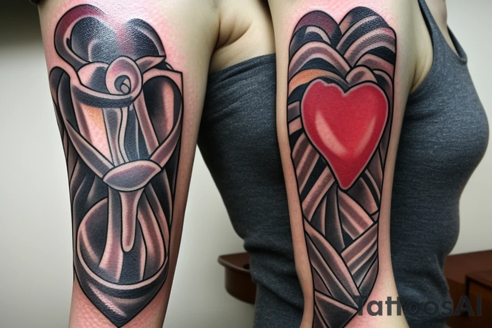 human heart in hourglass tattoo idea