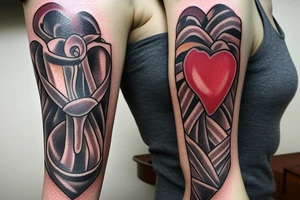 human heart in hourglass tattoo idea