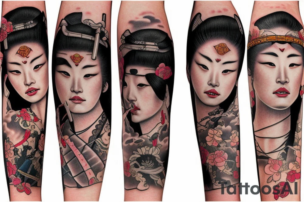 female samurai tattoo idea