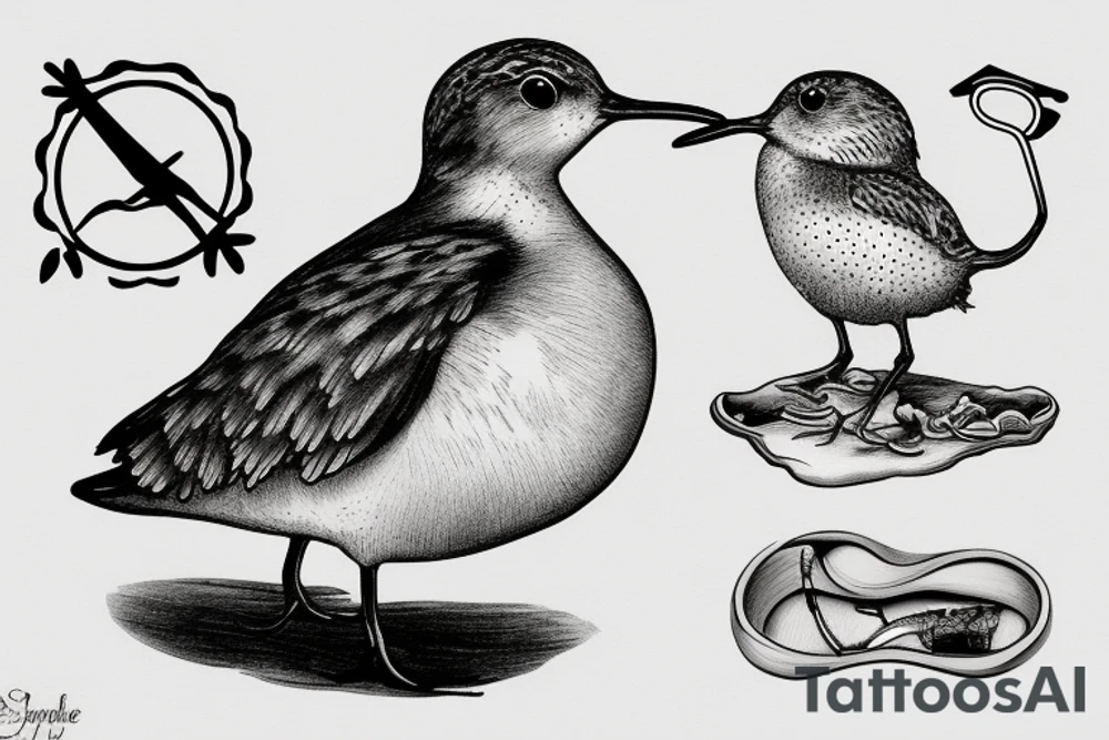 sandpiper with a pipe in its mouth tattoo idea
