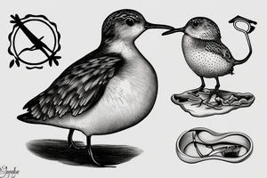 sandpiper with a pipe in its mouth tattoo idea