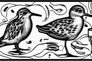 sandpiper with a pipe in its mouth blowing out bubbles tattoo idea
