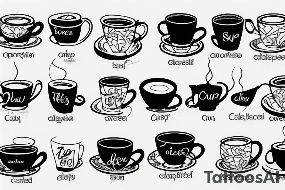 Cup of tea on saucer with cigarette tattoo idea