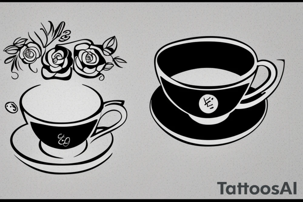 Cup of tea on saucer with cigarette tattoo idea