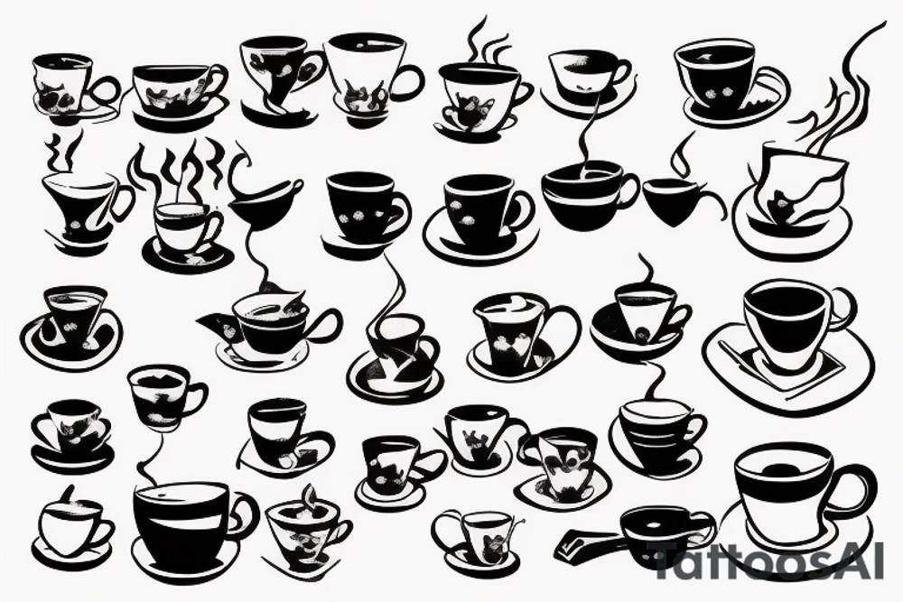 Cup of tea and cigarette on saucer tattoo idea