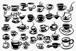 Cup of tea and cigarette on saucer tattoo idea