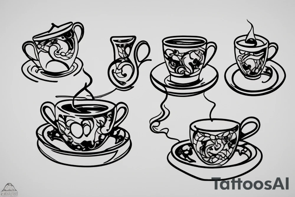 Cup of tea and cigarette on saucer tattoo idea