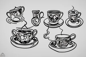 Cup of tea and cigarette on saucer tattoo idea