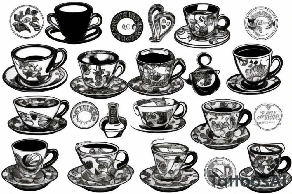 Cup of tea and cigarette on saucer tattoo idea