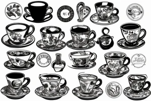 Cup of tea and cigarette on saucer tattoo idea