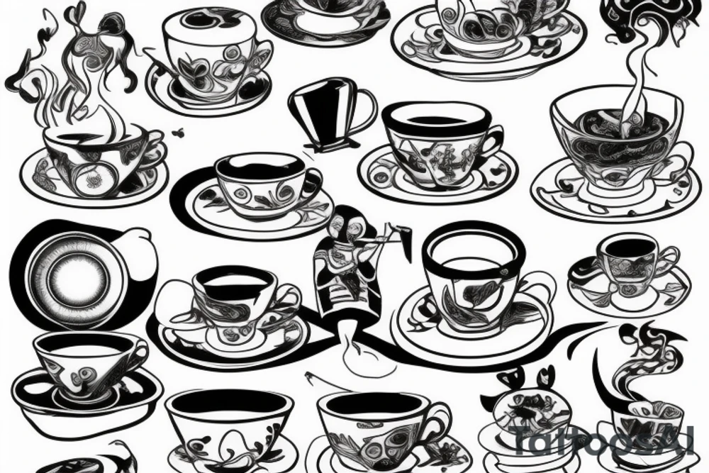 Cup of tea and cigarette on saucer tattoo idea