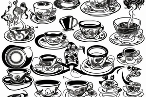Cup of tea and cigarette on saucer tattoo idea