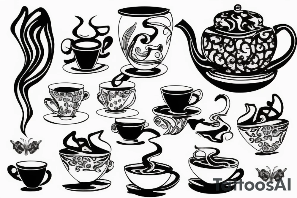 Cup of tea and cigarette tattoo idea