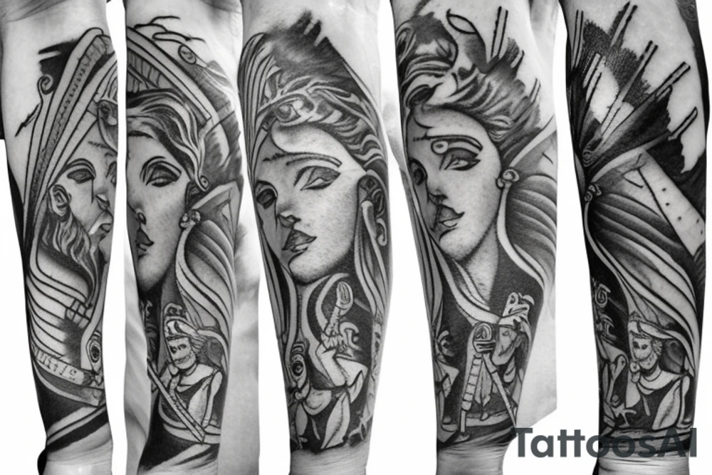 poseidon with spear tattoo idea