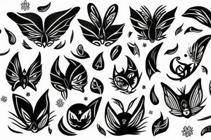 Moon with catwings tattoo idea