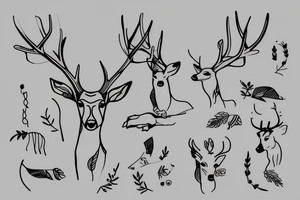 one line single line deer tattoo idea