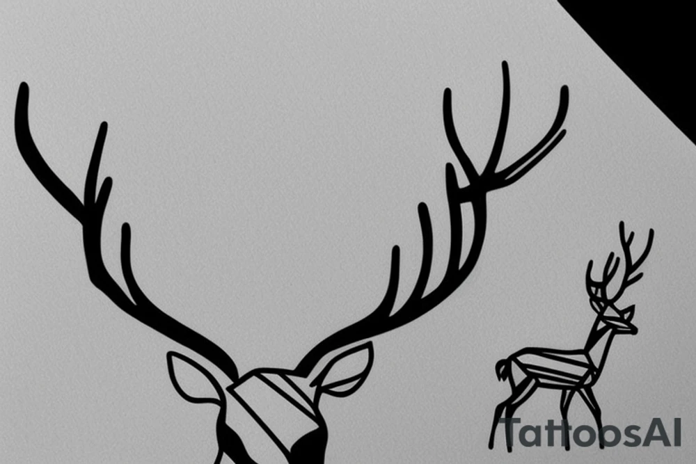 one line single line deer tattoo idea