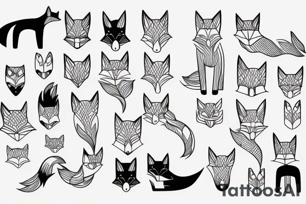 one line, single line fox tattoo idea