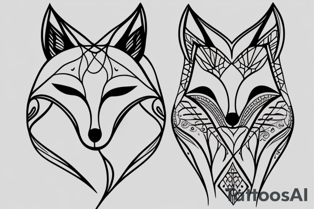 one line, single line fox tattoo idea