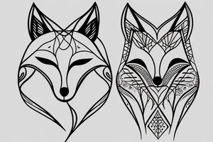 one line, single line fox tattoo idea