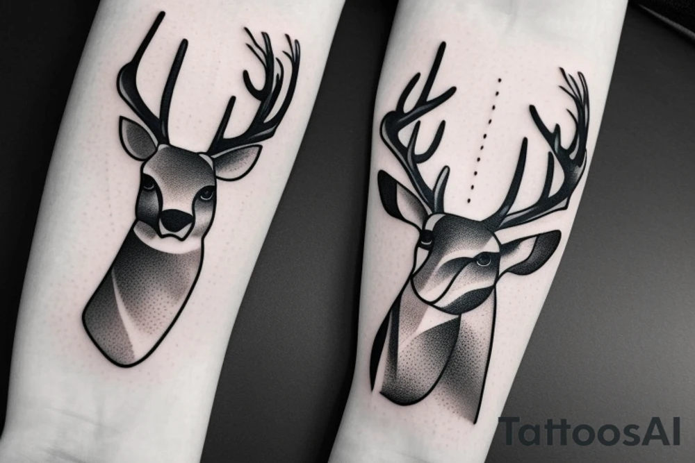 one line deer tattoo idea
