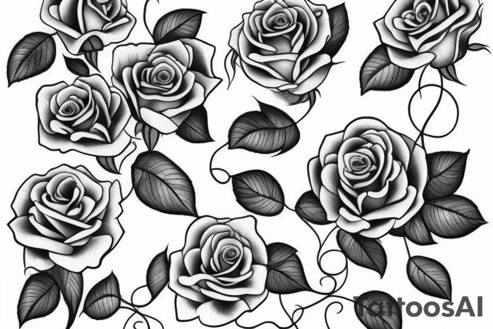 Roses with vines around a mirror tattoo idea