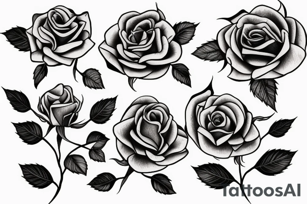 Roses with vines around a mirror tattoo idea