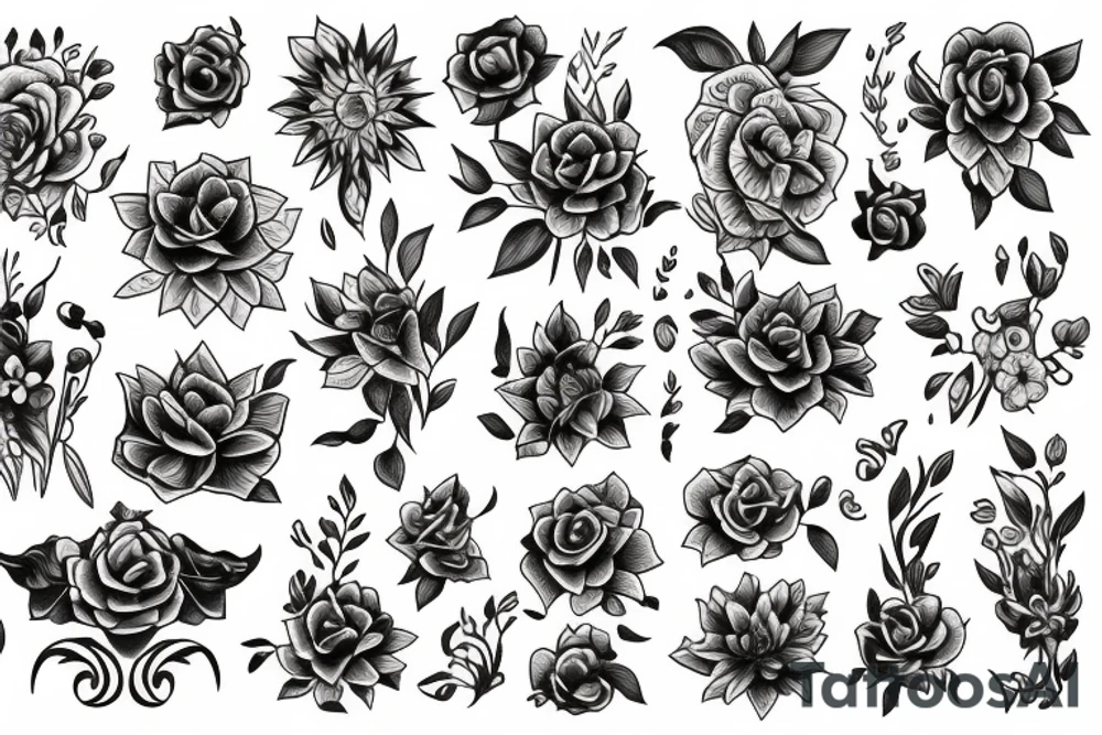 Flowers and mirrors tattoo idea