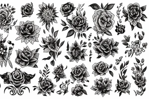 Flowers and mirrors tattoo idea