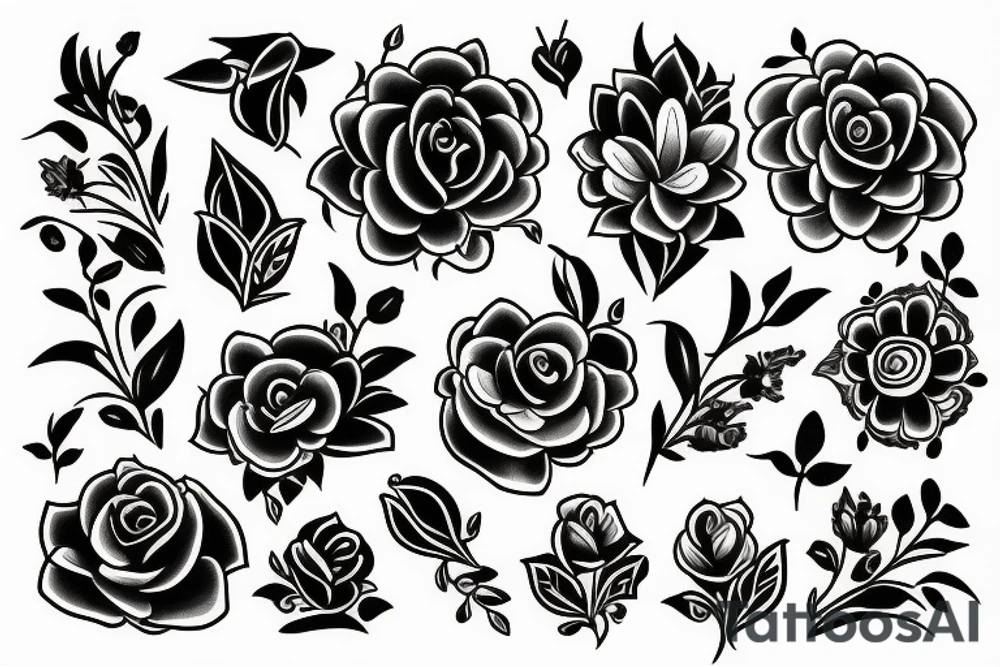 Flowers and mirrors tattoo idea