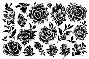 Flowers and mirrors tattoo idea