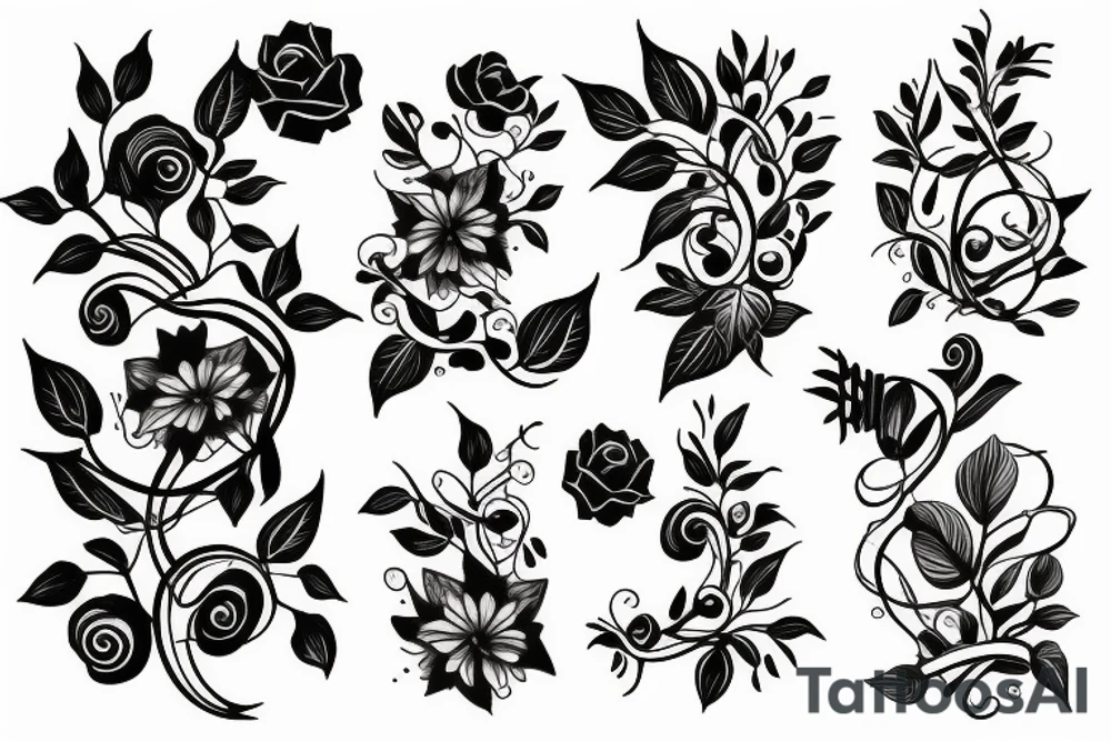 Flower vines tattoo idea