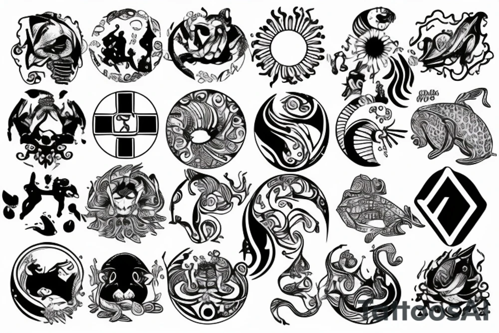 Leo zodiac, water, swimming tattoo idea