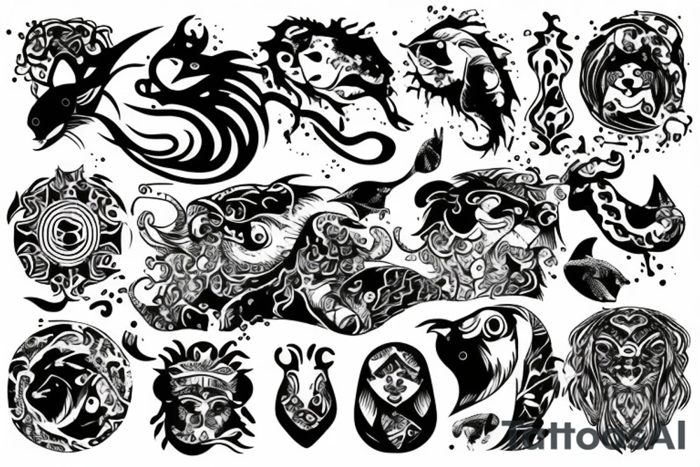Leo zodiac, water, swimming tattoo idea